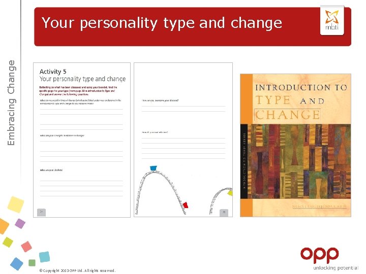 Embracing Change Your personality type and change © Copyright 2013 OPP Ltd. All rights