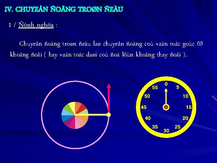 IV. CHUYEÅN ÑOÄNG TROØN ÑEÀU 1 / Ñònh nghóa : Chuyeån ñoäng troøn ñeàu