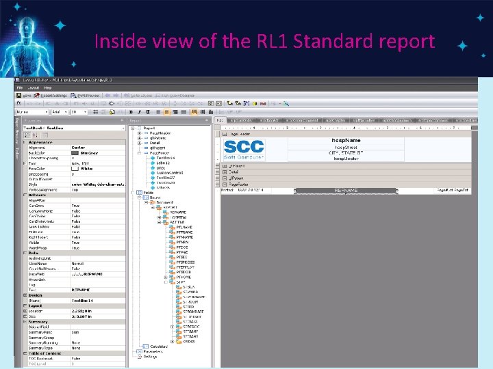 Inside view of the RL 1 Standard report 