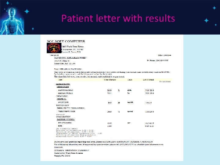 Patient letter with results 
