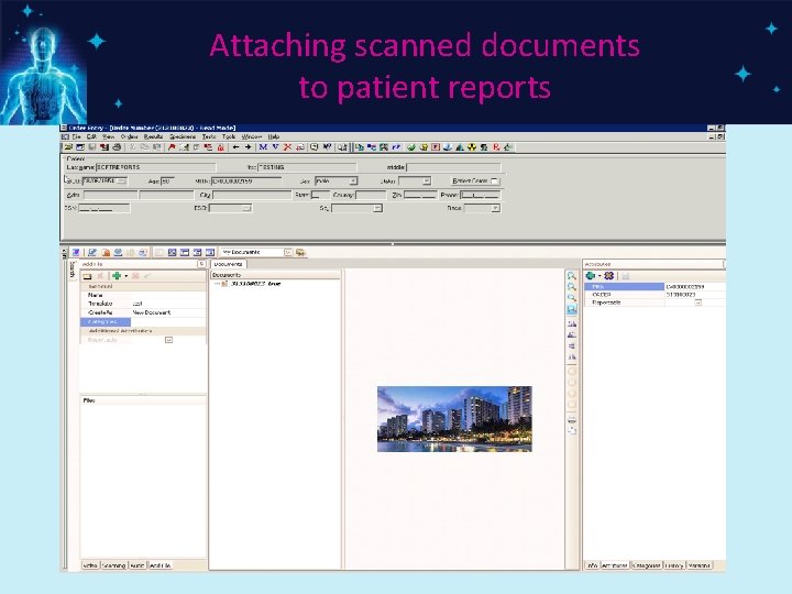 Attaching scanned documents to patient reports 