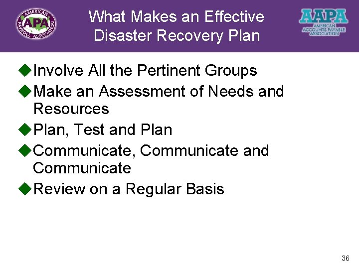 What Makes an Effective Title Disaster Recovery Plan u. Involve All the Pertinent Groups