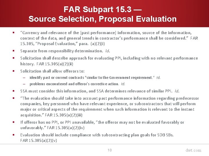 FAR Subpart 15. 3 — Source Selection, Proposal Evaluation § “Currency and relevance of
