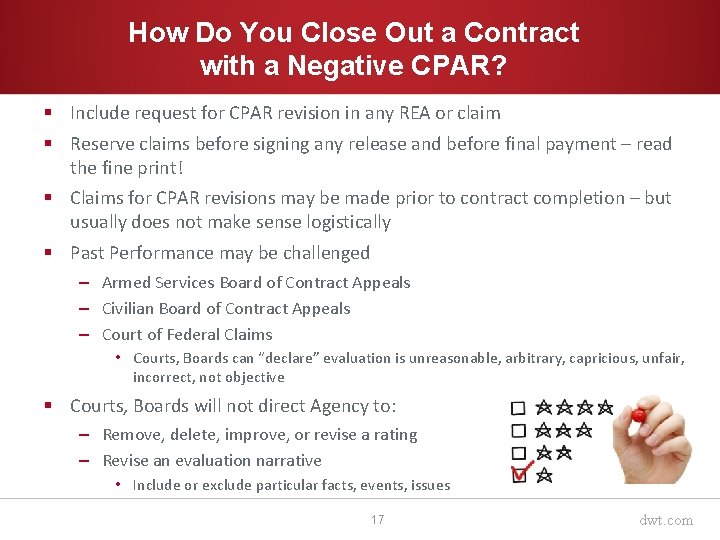 How Do You Close Out a Contract with a Negative CPAR? § Include request