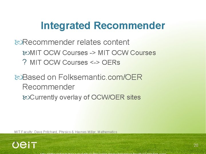 Integrated Recommender relates content MIT OCW Courses -> MIT OCW Courses ? MIT OCW