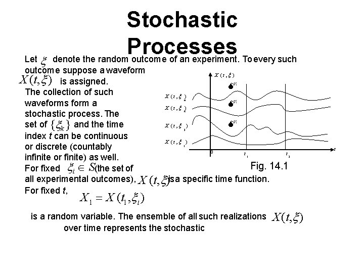Stochastic Processes Let denote the random outcome of an experiment. To every such outcome