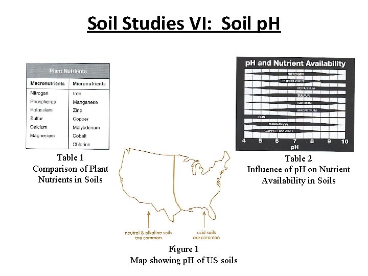 Soil Studies VI: Soil p. H Table 1 Comparison of Plant Nutrients in Soils