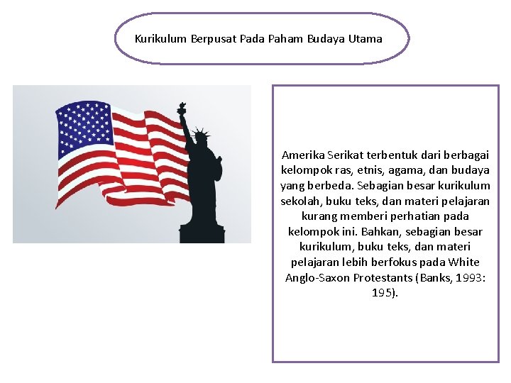 Kurikulum Berpusat Pada Paham Budaya Utama Amerika Serikat terbentuk dari berbagai kelompok ras, etnis,