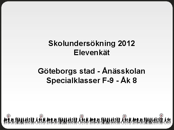 Skolundersökning 2012 Elevenkät Göteborgs stad - Ånässkolan Specialklasser F-9 - Åk 8 