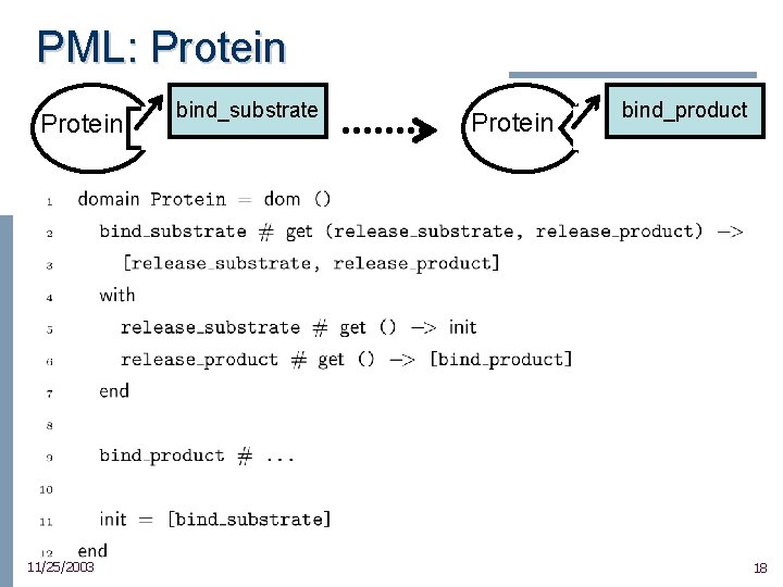 PML: Protein 11/25/2003 bind_substrate Protein bind_product 18 