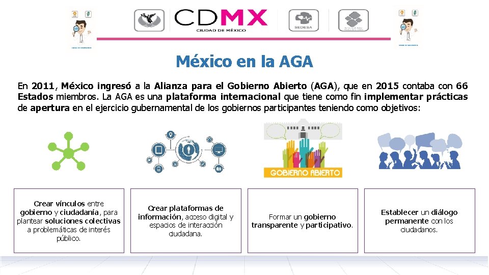 México en la AGA En 2011, México ingresó a la Alianza para el Gobierno