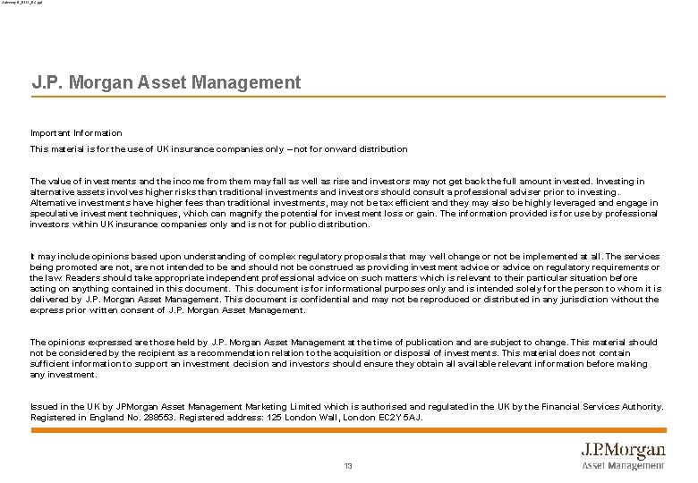 Solvency II_0111_BC. ppt J. P. Morgan Asset Management Important Information This material is for