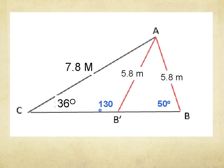 7. 8 M 36 O 5. 8 m 130 o 5. 8 m 50