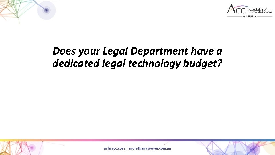 Does your Legal Department have a dedicated legal technology budget? 