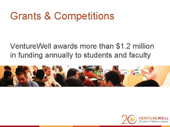 Grants & Competitions Venture. Well awards more than $1. 2 million in funding annually