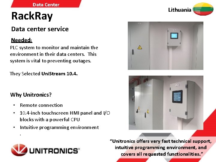 Data Center Rack. Ray Lithuania Data center service Needed: PLC system to monitor and