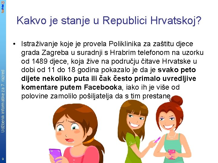Udžbenik informatike za 7. razred Kakvo je stanje u Republici Hrvatskoj? 9 • Istraživanje