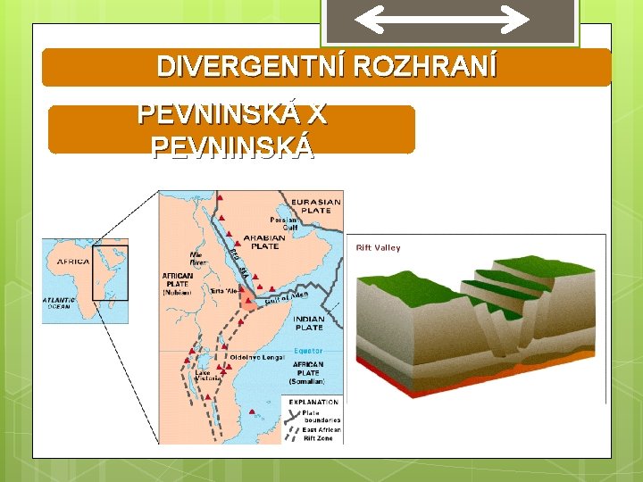 DIVERGENTNÍ ROZHRANÍ PEVNINSKÁ X PEVNINSKÁ 