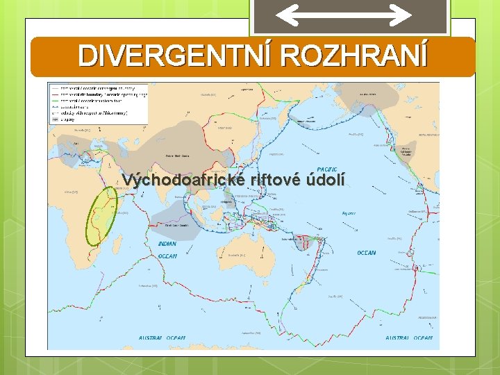DIVERGENTNÍ ROZHRANÍ Východoafrické riftové údolí 