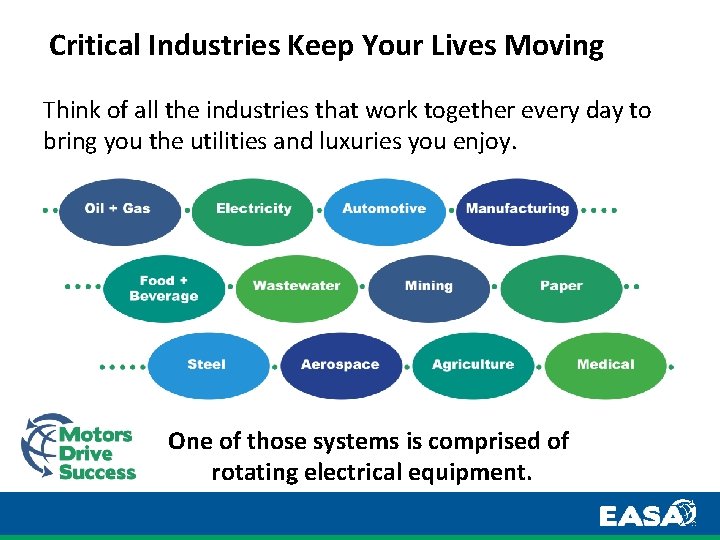 Critical Industries Keep Your Lives Moving Think of all the industries that work together