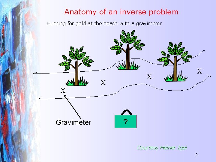 Anatomy of an inverse problem Hunting for gold at the beach with a gravimeter