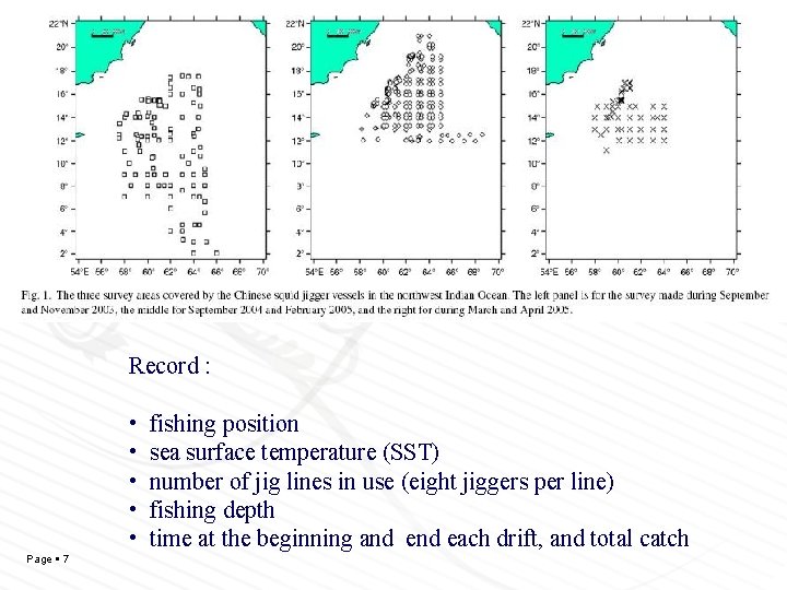 Record : • • • Page 7 fishing position sea surface temperature (SST) number