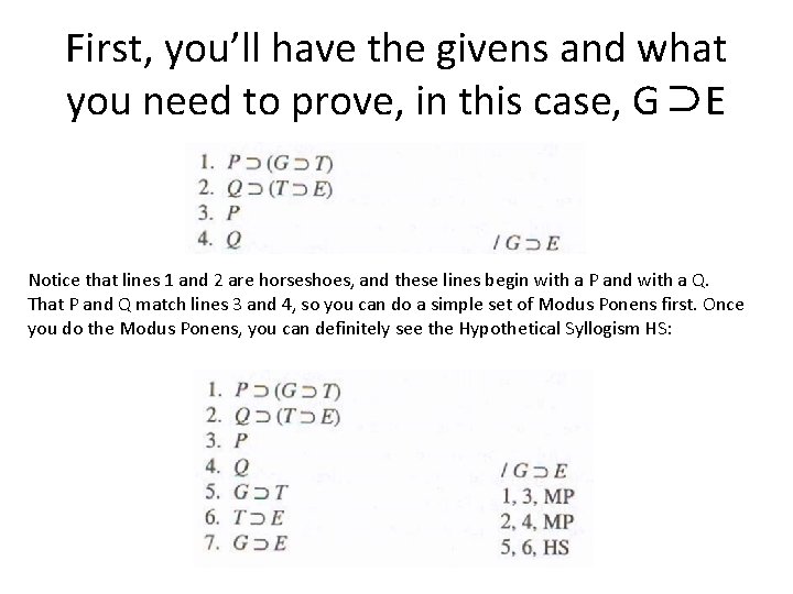 First, you’ll have the givens and what you need to prove, in this case,