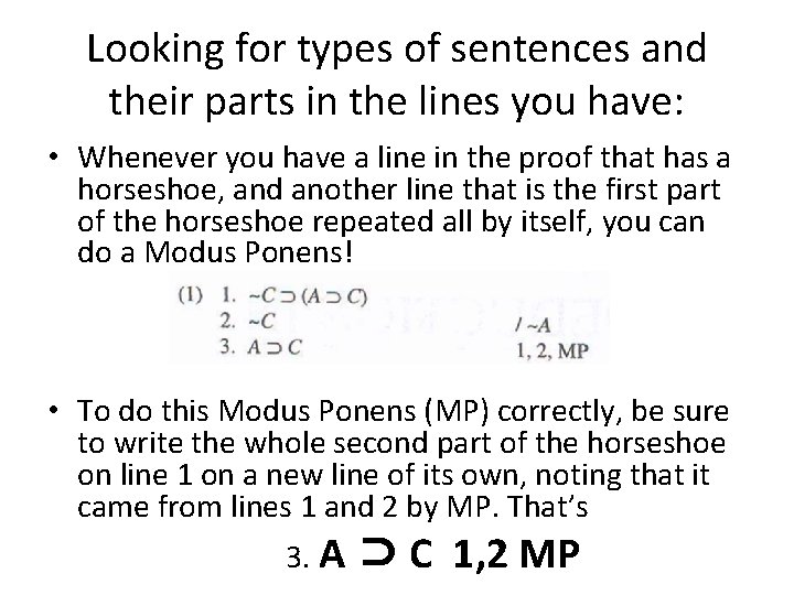 Looking for types of sentences and their parts in the lines you have: •