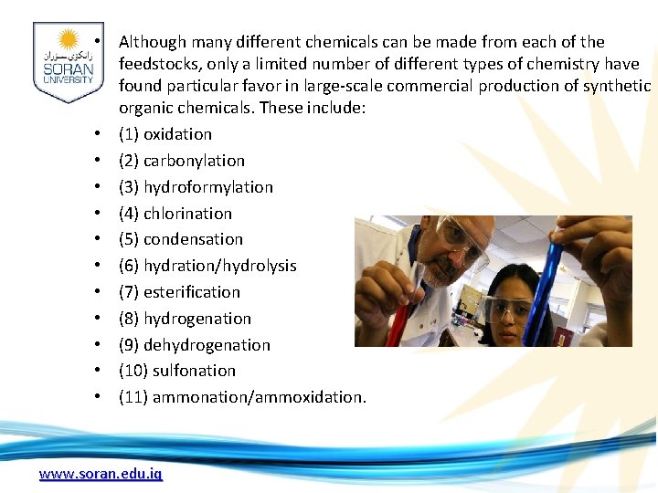  • Although many different chemicals can be made from each of the feedstocks,
