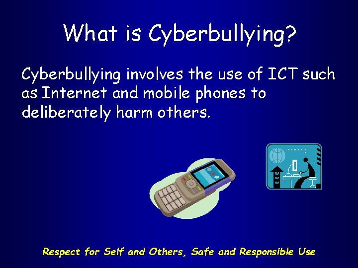 What is Cyberbullying? Cyberbullying involves the use of ICT such as Internet and mobile