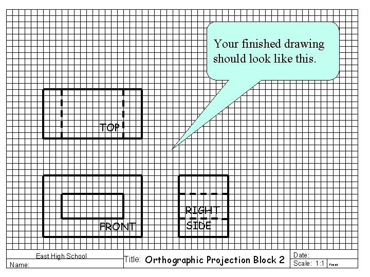 Your finished drawing should look like this. TOP FRONT East High School Name: RIGHT