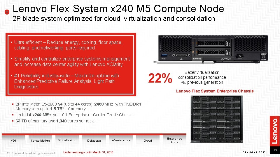 Lenovo Flex System x 240 M 5 Compute Node 2 P blade system optimized