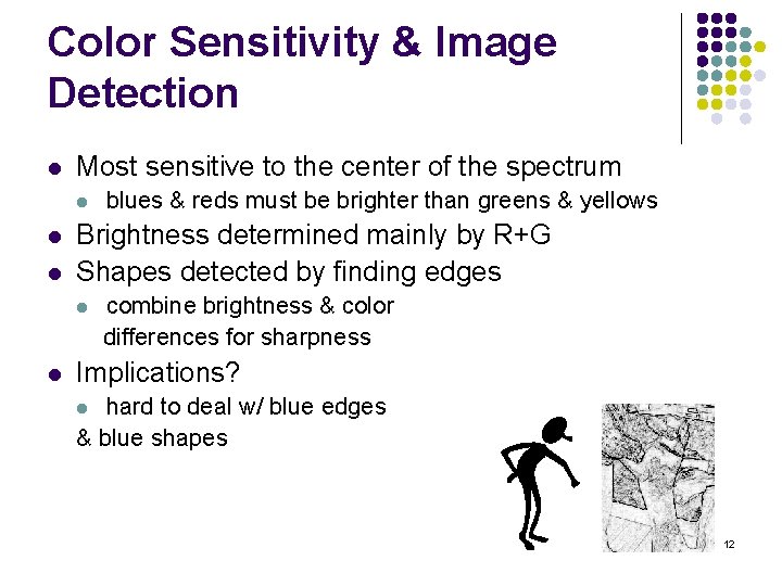 Color Sensitivity & Image Detection l Most sensitive to the center of the spectrum