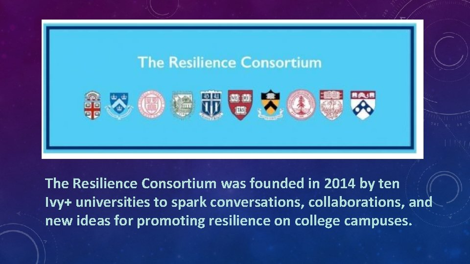 The Resilience Consortium was founded in 2014 by ten Ivy+ universities to spark conversations,