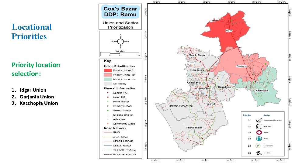 Locational Priorities Priority location selection: 1. Idgar Union 2. Garjania Union 3. Kacchopia Union