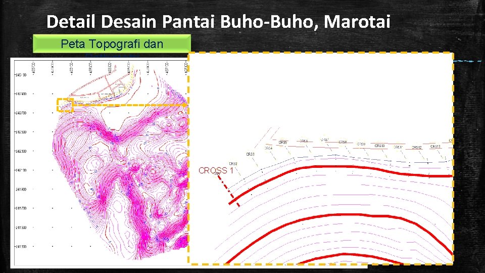 Detail Desain Pantai Buho-Buho, Marotai Peta Topografi dan Bathimetri CROSS 1 