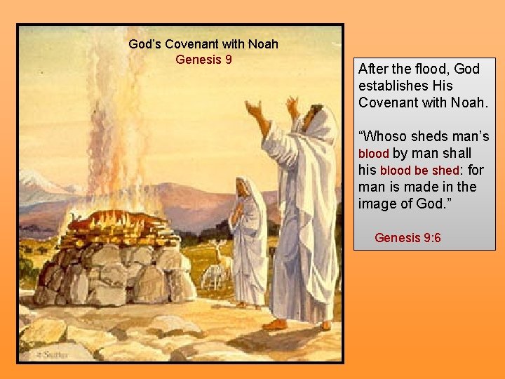 God’s Covenant with Noah Genesis 9 After the flood, God establishes His Covenant with