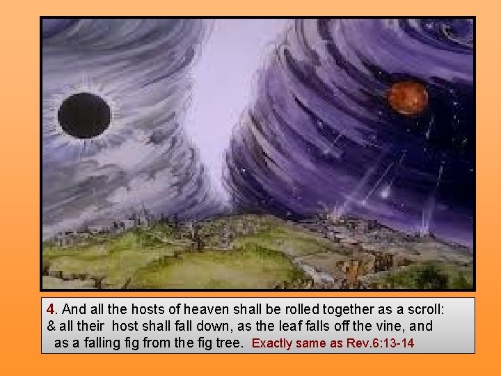 4. And all the hosts of heaven shall be rolled together as a scroll: