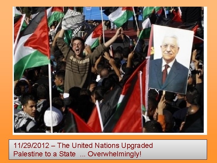 11/29/2012 – The United Nations Upgraded Palestine to a State. . . Overwhelmingly! 