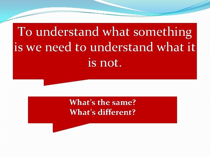 To understand what something is we need to understand what it is not. What’s