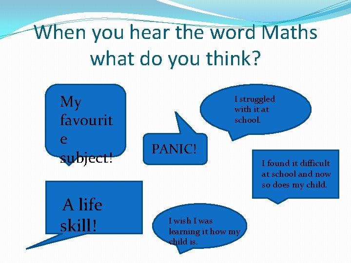 When you hear the word Maths what do you think? My favourit e subject!