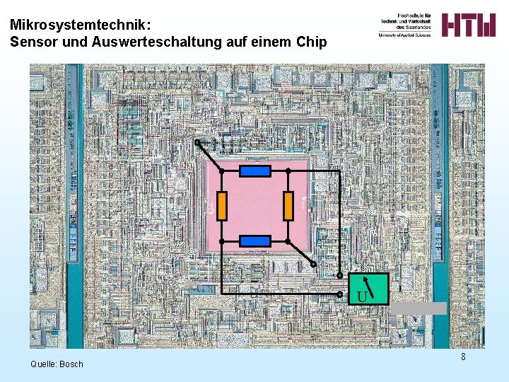 Mikrosystemtechnik: Sensor und Auswerteschaltung auf einem Chip U Quelle: Bosch 8 