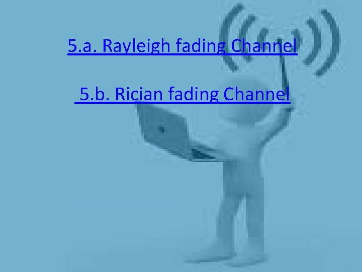 5. a. Rayleigh fading Channel 5. b. Rician fading Channel 5. a. Rayleigh fading Channel 5. b. Rician fading Channel