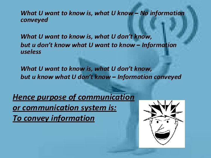 What U want to know is, what U know – No information conveyed What What U want to know is, what U know – No information conveyed What