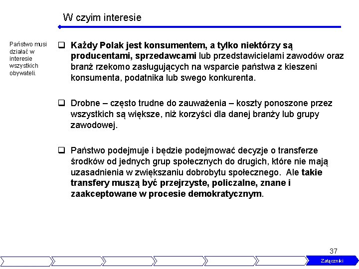 W czyim interesie Państwo musi działać w interesie wszystkich obywateli. q Każdy Polak jest