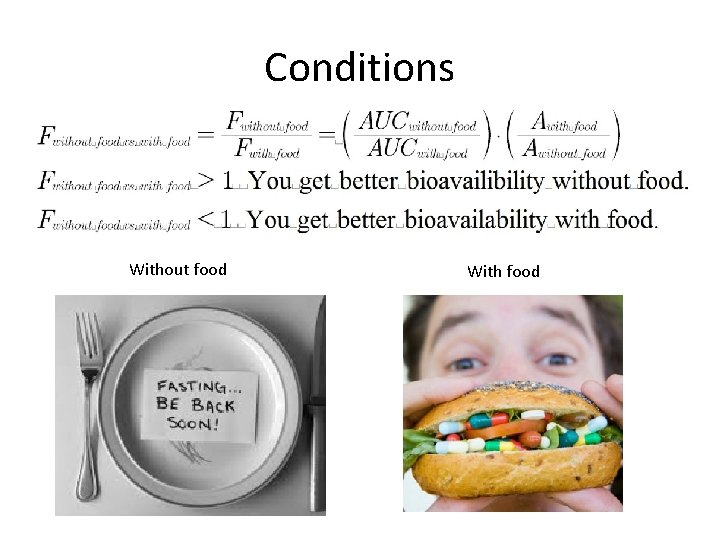 Conditions Without food With food 