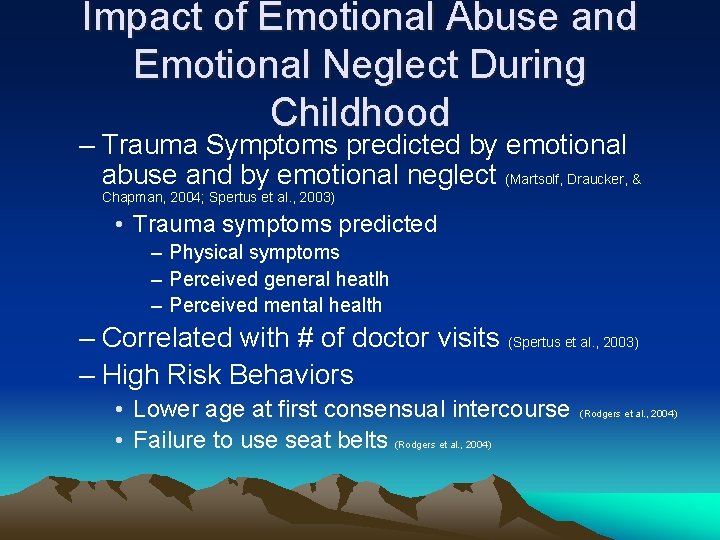 Impact of Emotional Abuse and Emotional Neglect During Childhood – Trauma Symptoms predicted by