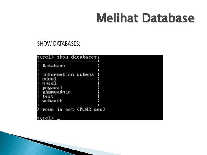 Melihat Database 