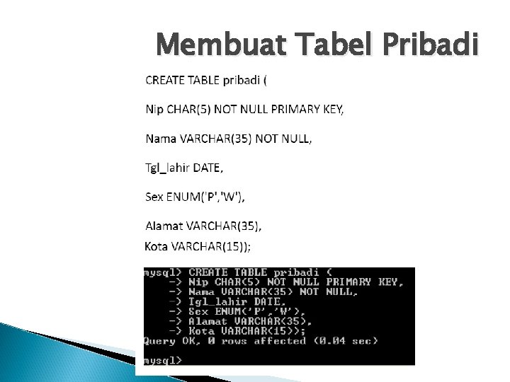 Membuat Tabel Pribadi 