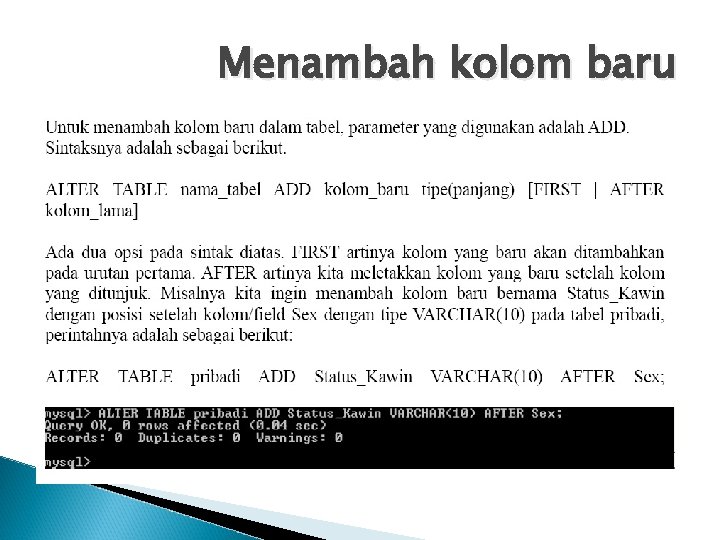Menambah kolom baru 